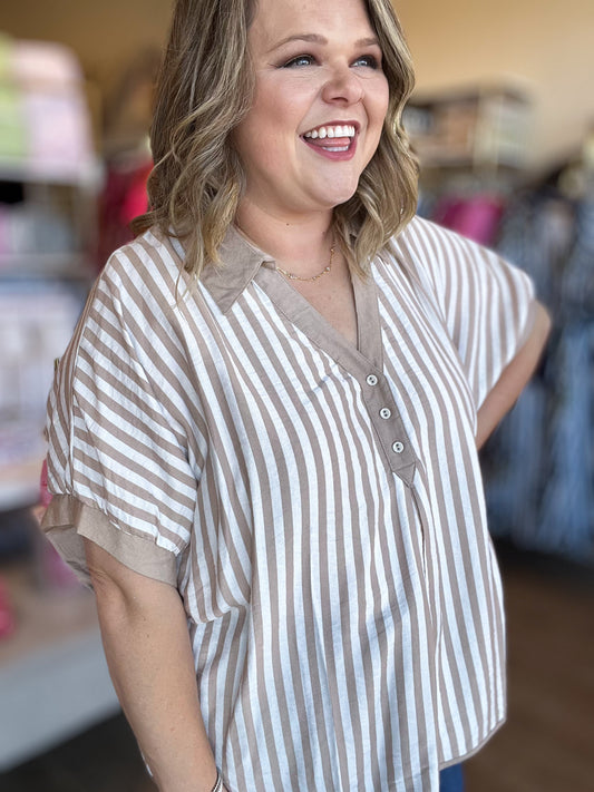 Sandy Shores Curvy Stripe Dolman Top