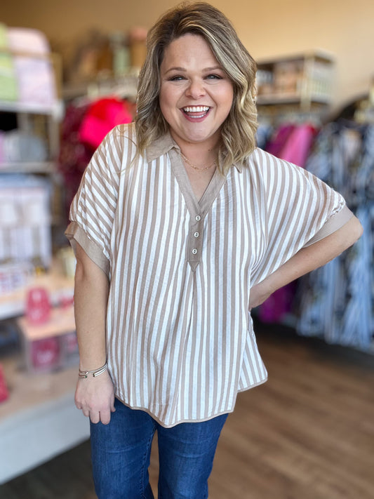 Sandy Shores Curvy Stripe Dolman Top