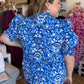 Sapphire Skies Plus-Size Light Blue Floral Spilt Neck Top