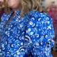 Sapphire Skies Plus-Size Light Blue Floral Spilt Neck Top