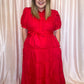 Sass & Sophistication Plus-Size Red Tiered Midi Dress