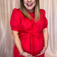 Sass & Sophistication Plus-Size Red Tiered Midi Dress