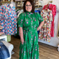 Save Me a Seat Plus-Size Green & Pink Midi Dress