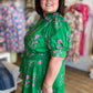 Save Me a Seat Plus-Size Green & Pink Midi Dress