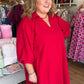 Scarlet September Curvy Red Textured Dress
