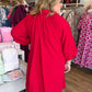 Scarlet September Curvy Red Textured Dress