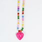 Happy Colorful Pink Heart Necklace