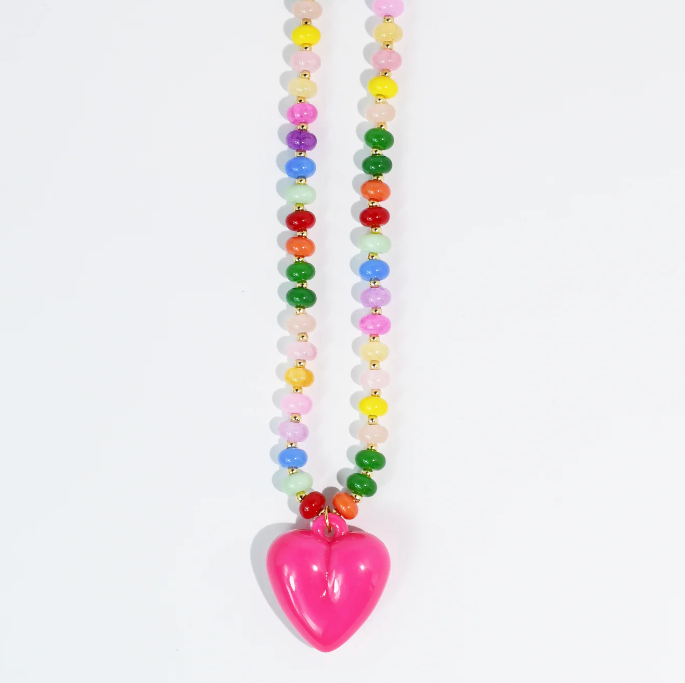 Happy Colorful Pink Heart Necklace