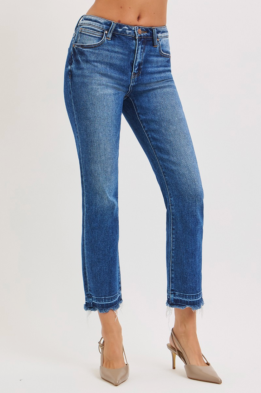 Risen High Rise Crop Straight Jeans