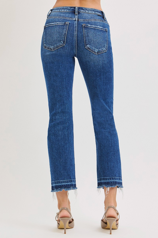 Risen High Rise Crop Straight Jeans
