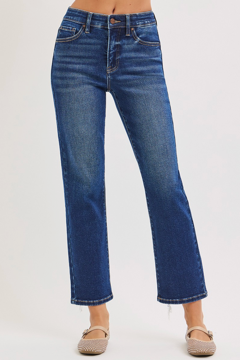 Risen High Rise Tummy Control Extra Comfort Waist Crop Straight Jeans