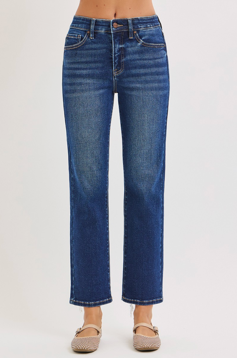 Risen High Rise Tummy Control Extra Comfort Waist Crop Straight Jeans