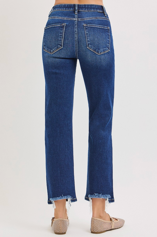 Risen High Rise Tummy Control Extra Comfort Waist Crop Straight Jeans
