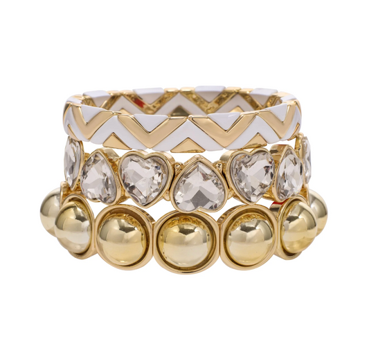 Pearly Love Stack Bracelet Set