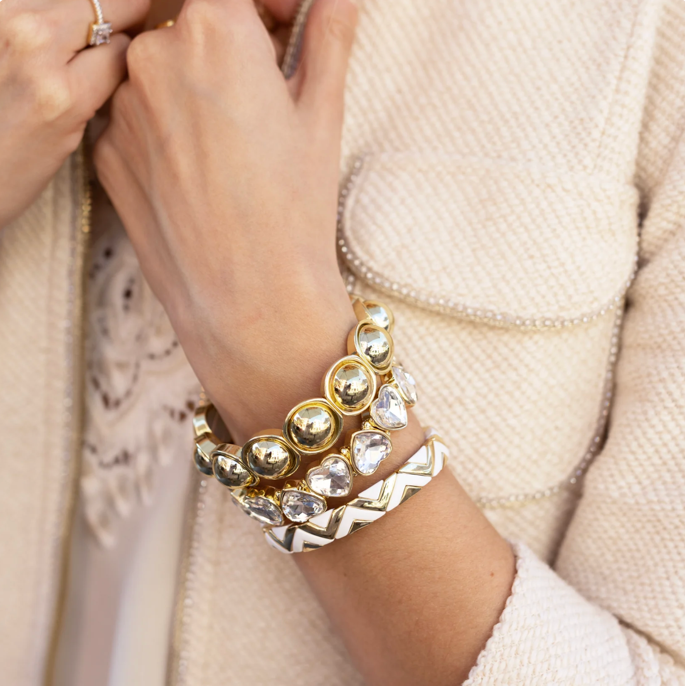 Pearly Love Stack Bracelet Set