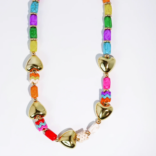 Heart Pop Colorful Gold Necklace
