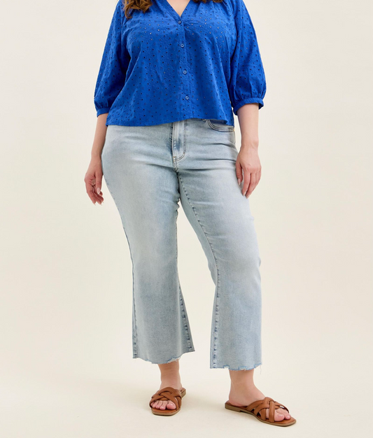 Judy Blue Plus-Size Mid-Rise Light Blue Kick Flare Jean