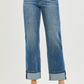 Risen Plus-Size 4-Way Stretch Slouchy Straight Jeans With Cuffed Hem