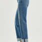 Risen Plus-Size 4-Way Stretch Slouchy Straight Jeans With Cuffed Hem