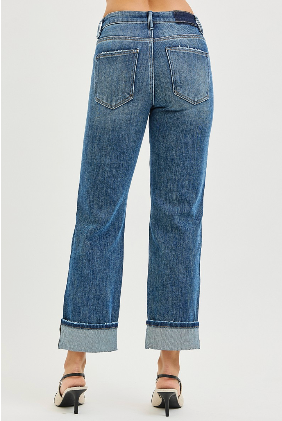 Risen Plus-Size 4-Way Stretch Slouchy Straight Jeans With Cuffed Hem