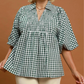 The Patch Party Curvy Hunter Green Gingham Top