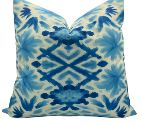 Blue Geo Patterned Pillow Cover