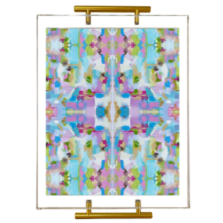 Abstract Acrylic Tray with Gold Handles