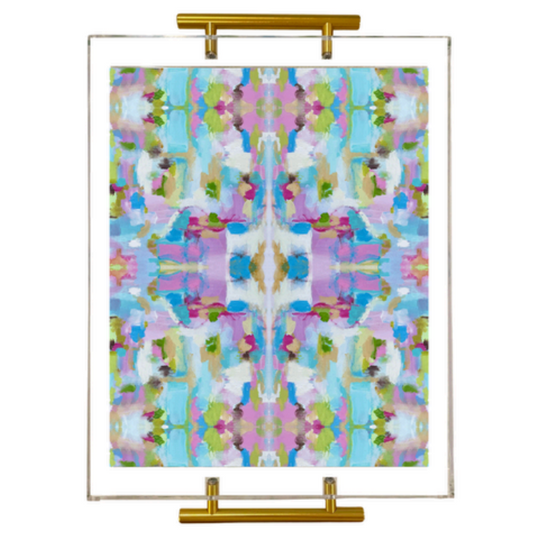 Abstract Acrylic Tray with Gold Handles