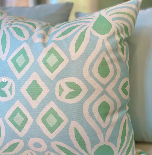 Green & Blue Patterned Pillow Cover