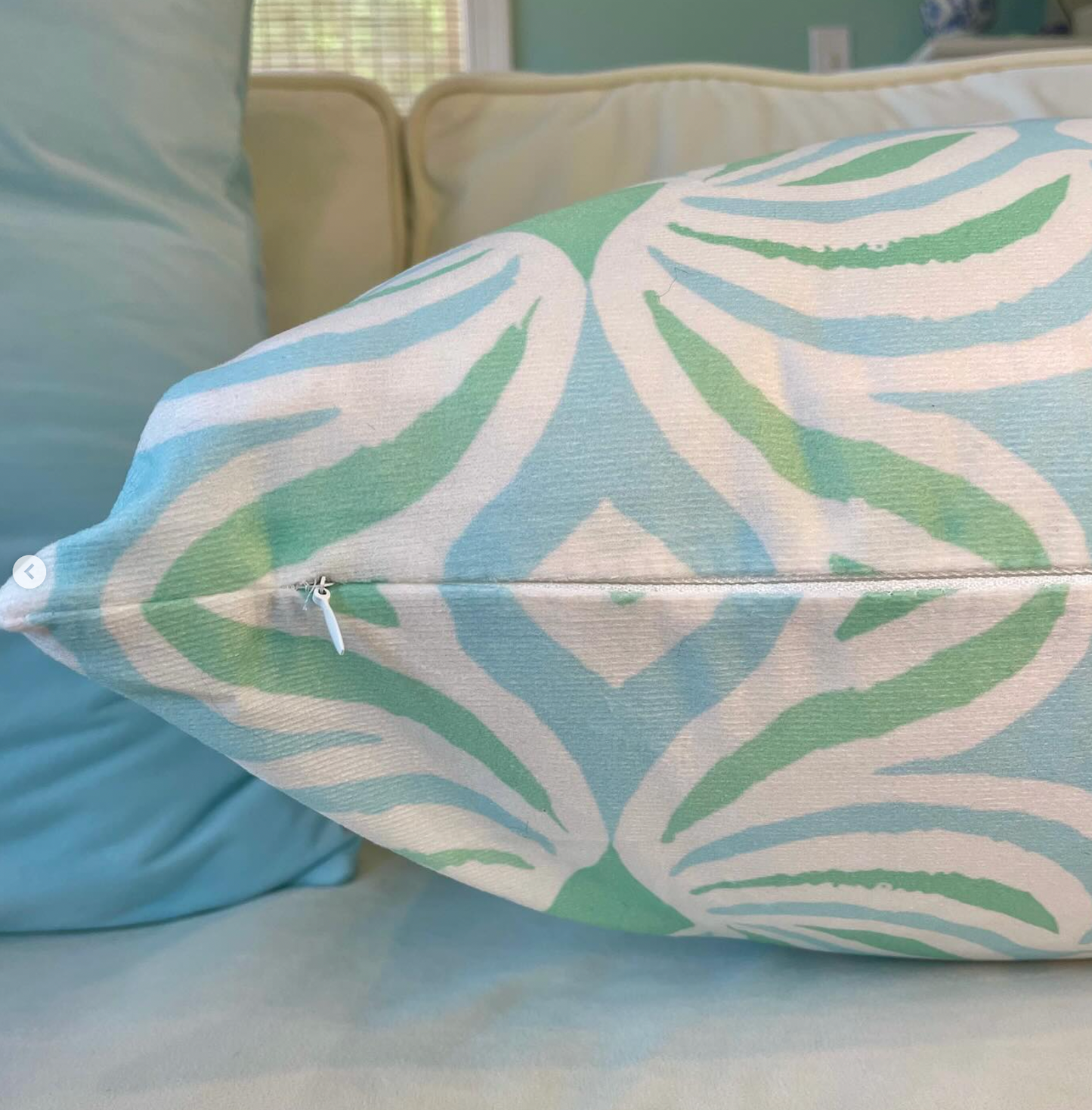 Green & Blue Patterned Pillow Cover