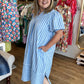 Seabreeze Social Curvy Blue Stripe Midi Dress