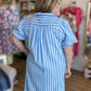 Seabreeze Social Curvy Blue Stripe Midi Dress