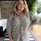 Season Shift Curvy Mocha Smocked Ruffle Top