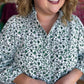 Secret Garden Plus-Size Green Floral Button Down Top