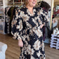 Sepia Romance Curvy Black Floral Midi Dress