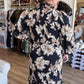 Sepia Romance Curvy Black Floral Midi Dress