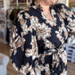 Sepia Romance Curvy Black Floral Midi Dress