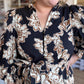 Sepia Romance Curvy Black Floral Midi Dress