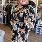 Sepia Romance Curvy Black Floral Midi Dress