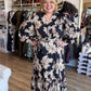 Sepia Romance Curvy Black Floral Midi Dress