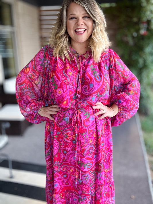 Sheer Perfection Plus-Size Paisley Maxi Dress