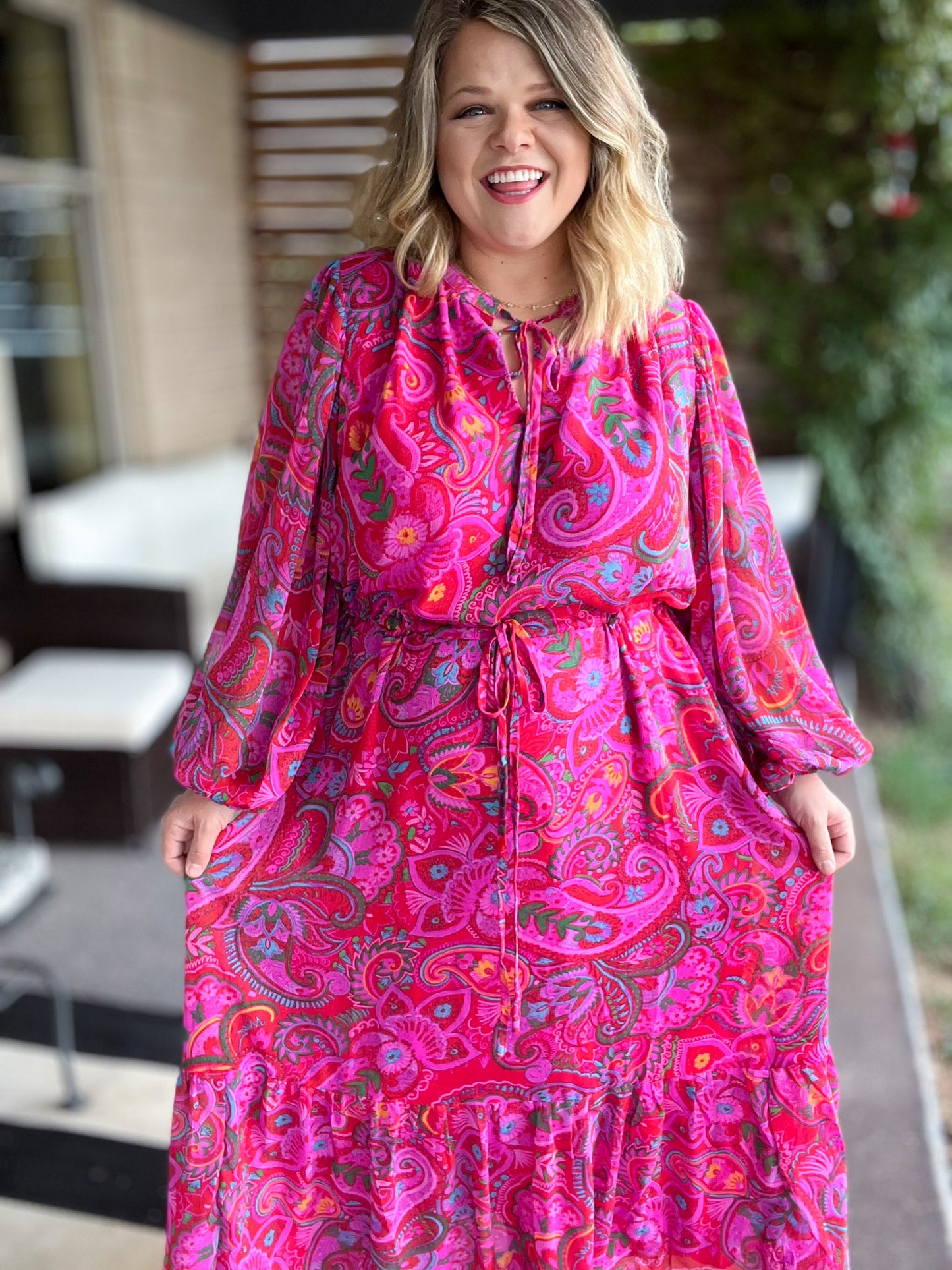 Sheer Perfection Plus-Size Paisley Maxi Dress