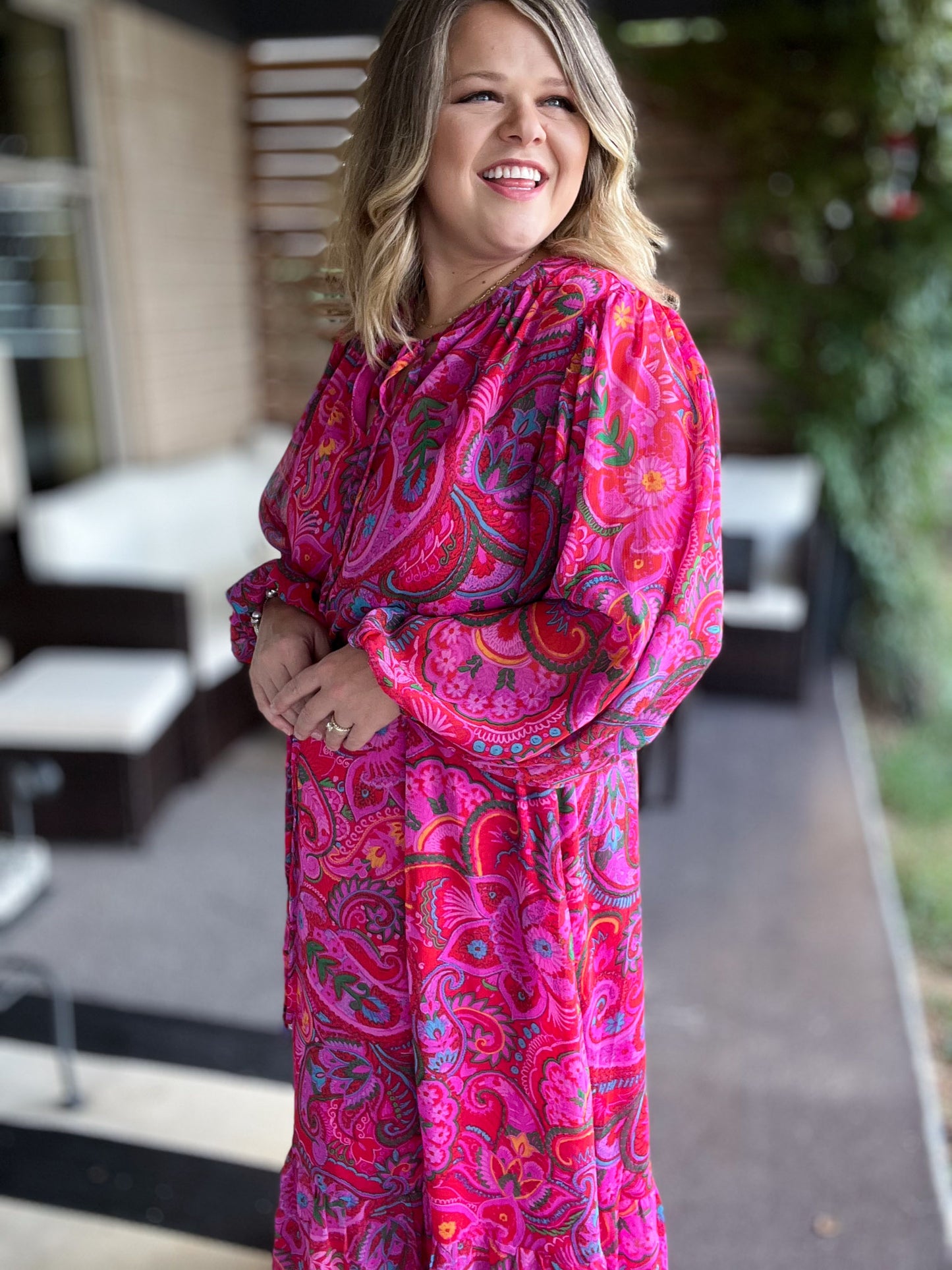 Sheer Perfection Plus-Size Paisley Maxi Dress