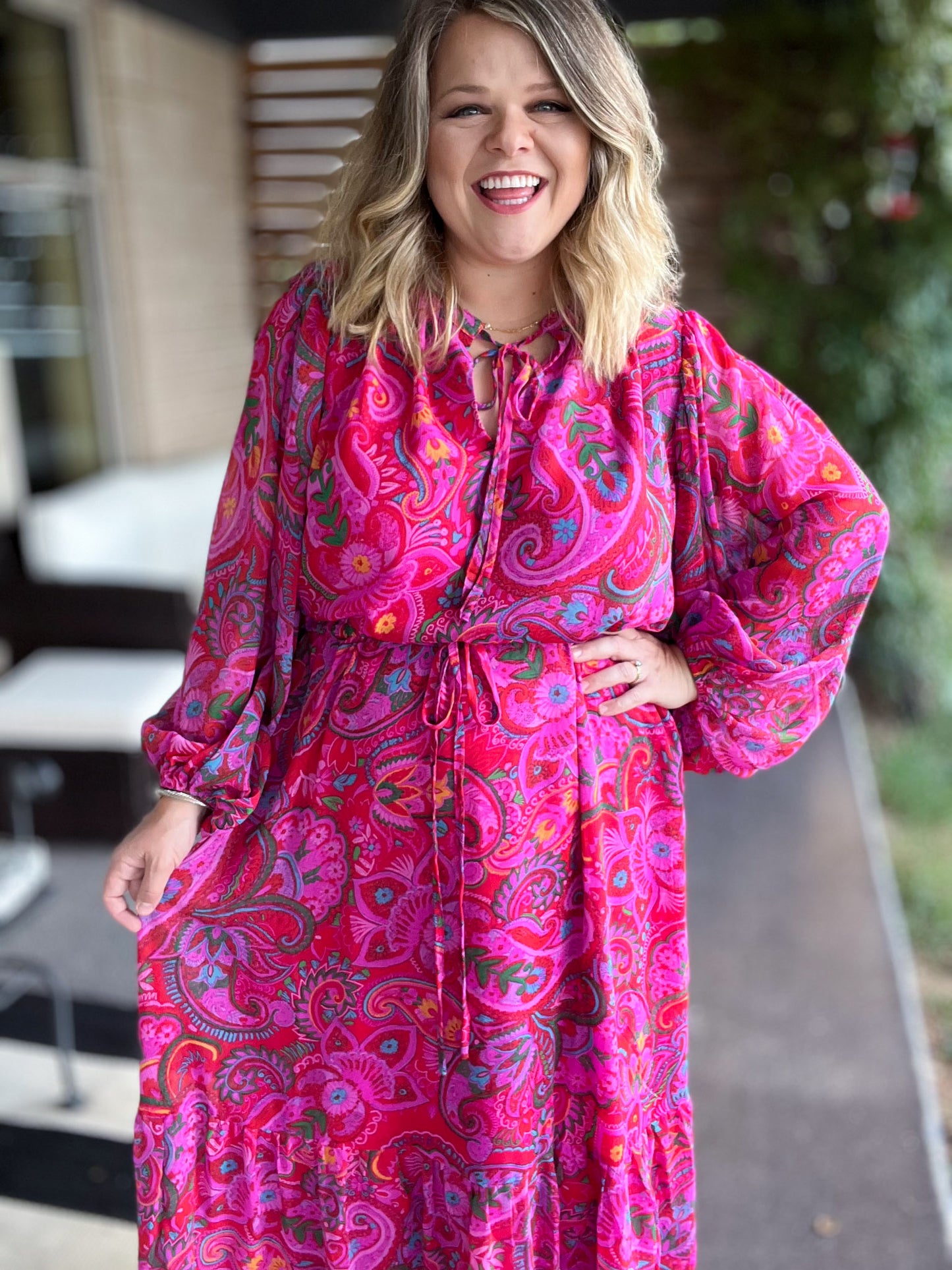 Sheer Perfection Plus-Size Paisley Maxi Dress