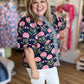 Shoreline Serenity Curvy Navy Floral Top