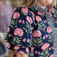 Shoreline Serenity Curvy Navy Floral Top