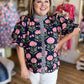 Shoreline Serenity Curvy Navy Floral Top