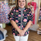 Shoreline Serenity Curvy Navy Floral Top