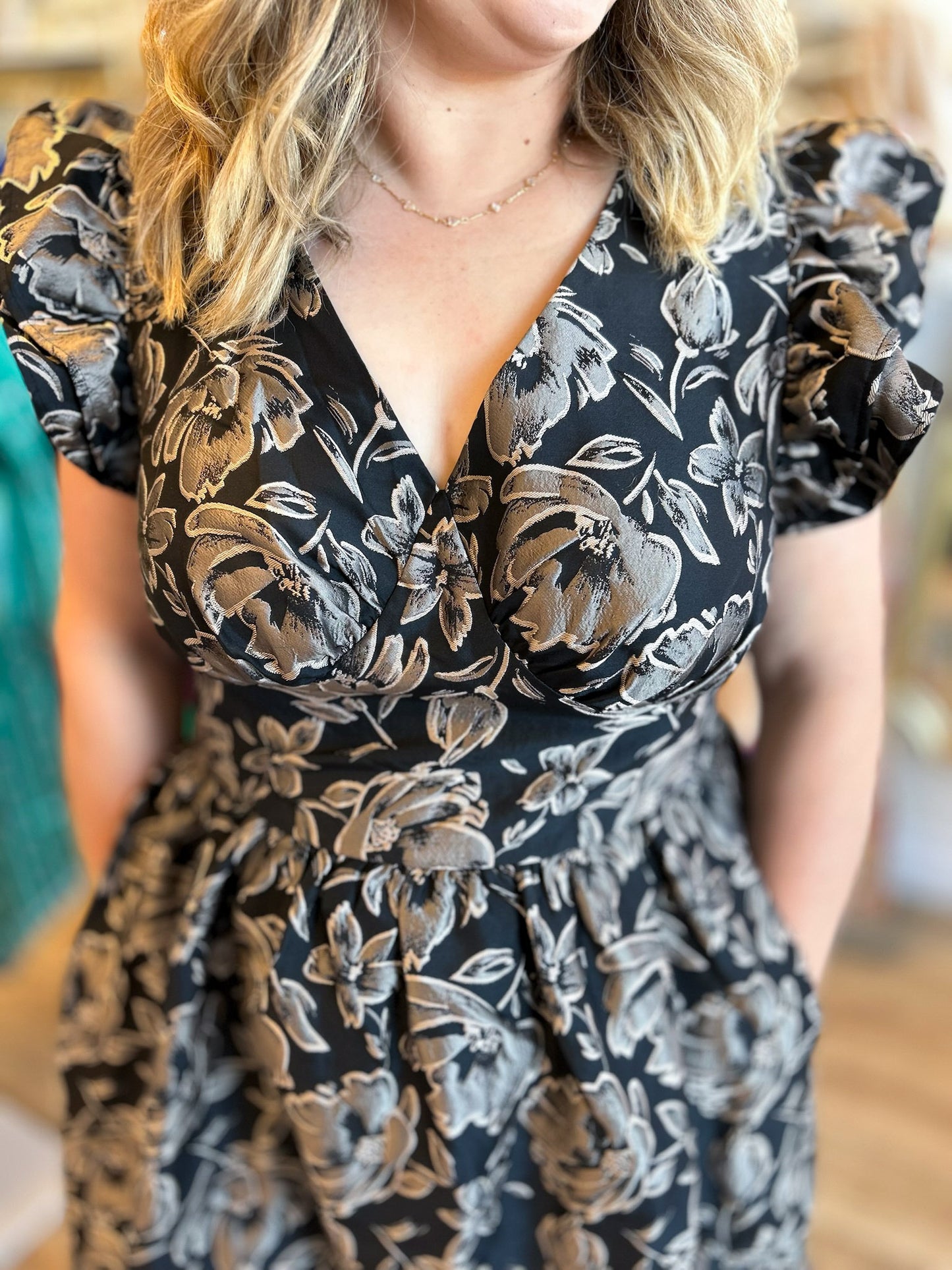 Silver Bells Plus-Size Jacquard Midi Dress