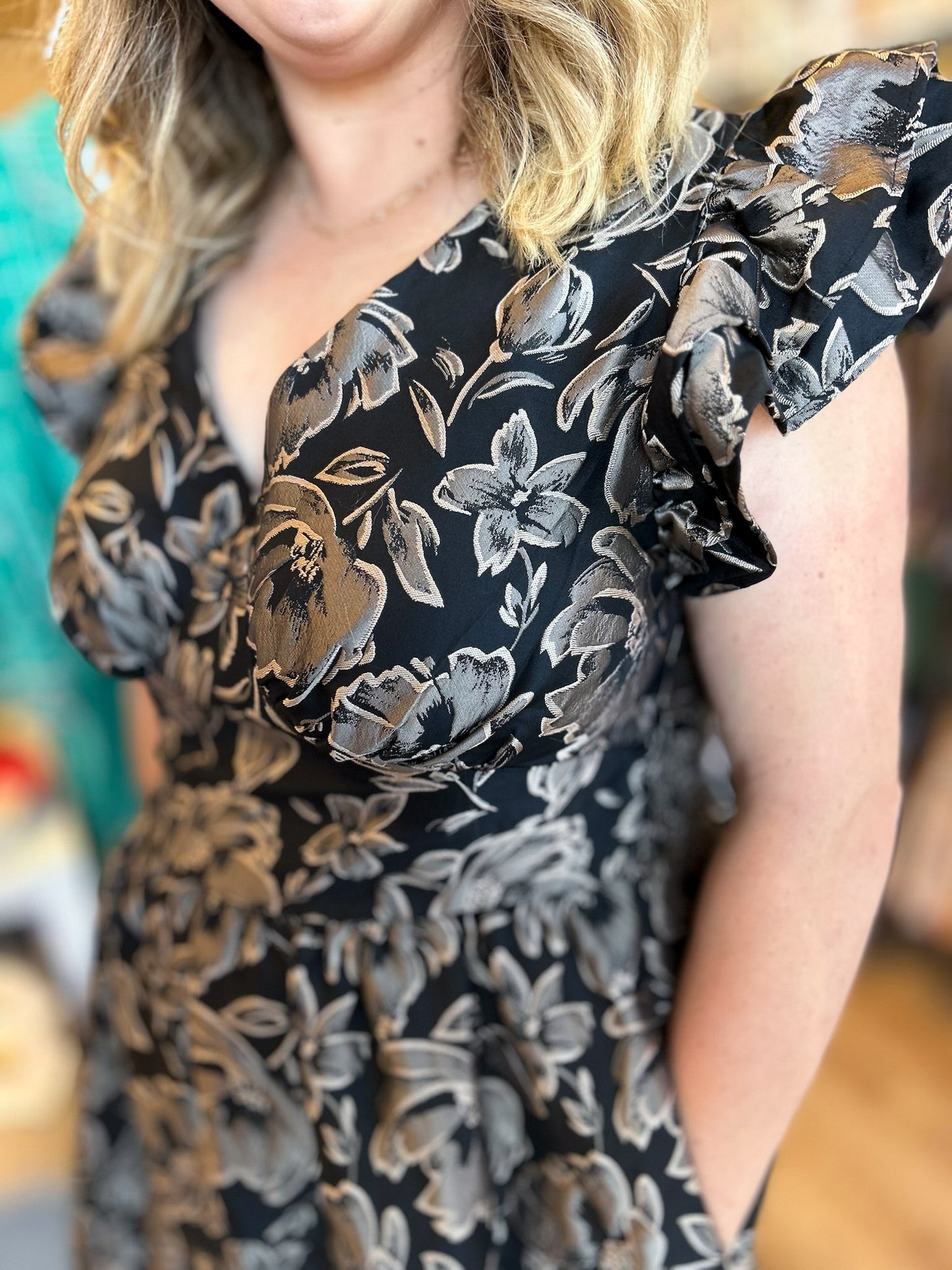 Silver Bells Plus-Size Jacquard Midi Dress